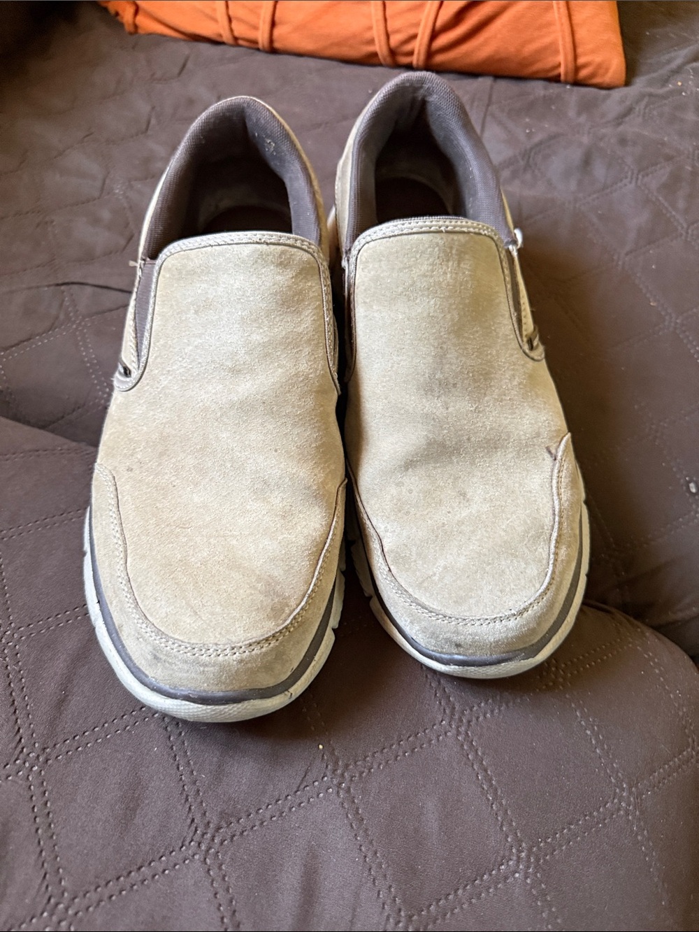 Skechers Men's Slip-On Suede Loafers in Tan